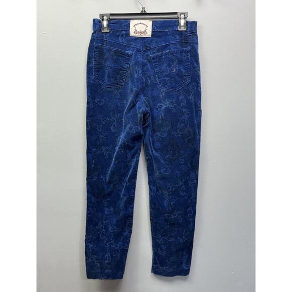 Dismero Pants Womens size 29 blue‎ velvet paisley skinny Made in Italy 5 Pocket